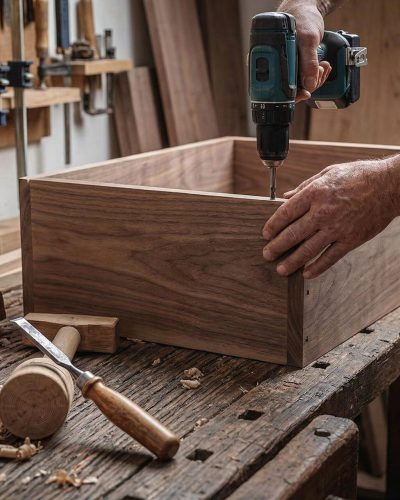 Akkuschrauber-Hobelbank-Nussbaum